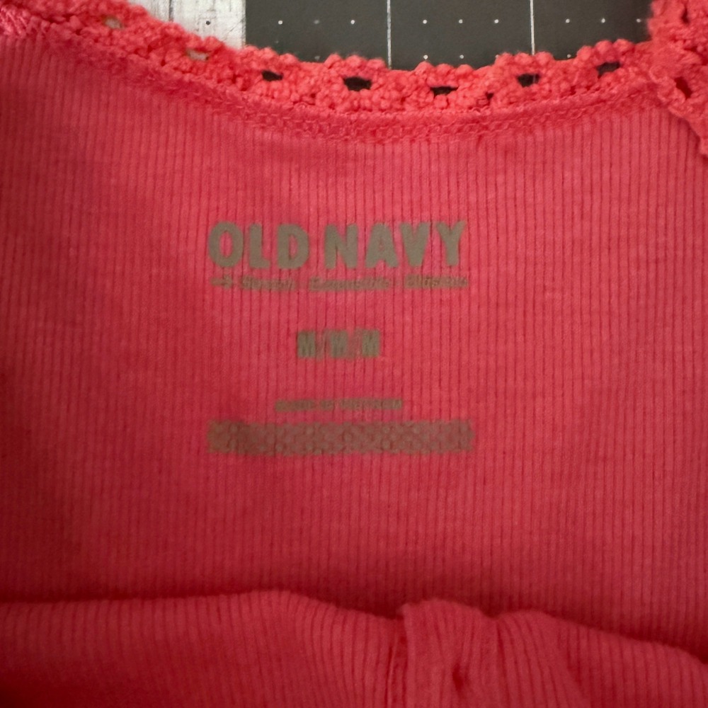 Y2K Elena Bella Pink Fairy Ribbed Henley Tank Crochet Trim Women Medium Layer - Picture 4 of 6
